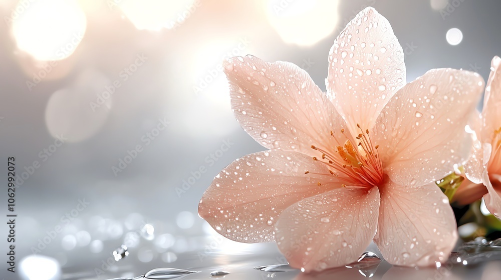 Single dewdrop magnifying flower petal, vibrant contrast, soft blurred background, nature s delicate details Single dewdrop magnifying flower petal, vibrant contrast, soft blurred background, nature s delicate details