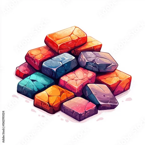 Obraz Flat style illustration of bricks, isolated on white, clean and simple design.
