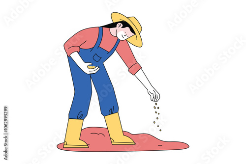 Woman Planting Seed Illustration