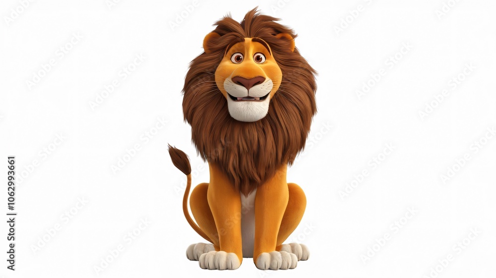 Cartoon Lion Sitting Smiling D Illustration Cartoon Lion Sitting Smiling D Illustration