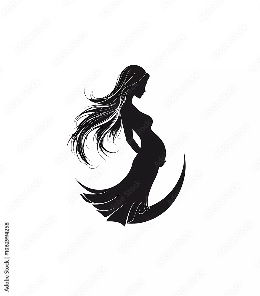 Silhouette of a pregnant woman isolated on a white background Silhouette of a pregnant woman isolated on a white background