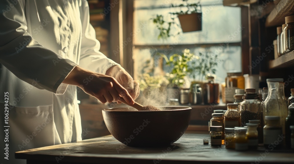 The Chef Mixing Ingredients. The Chef Mixing Ingredients.