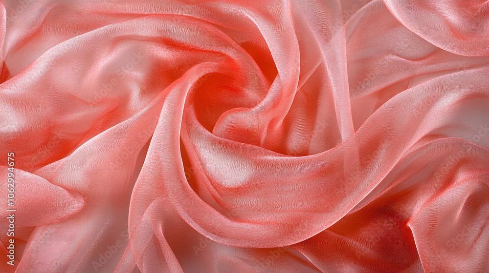 Soft, flowing coral fabric draping elegantly in natural light during the daytime Soft, flowing coral fabric draping elegantly in natural light during the daytime
