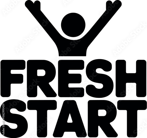 Fresh Start vector black silhouette typographic cricut design for T-Shirt