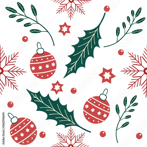 Seamless Christmas pattern featuring festive trees