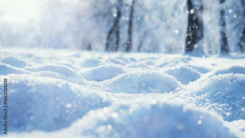 A serene winter landscape with gently falling snow and soft snowdrifts. A serene winter landscape with gently falling snow and soft snowdrifts.