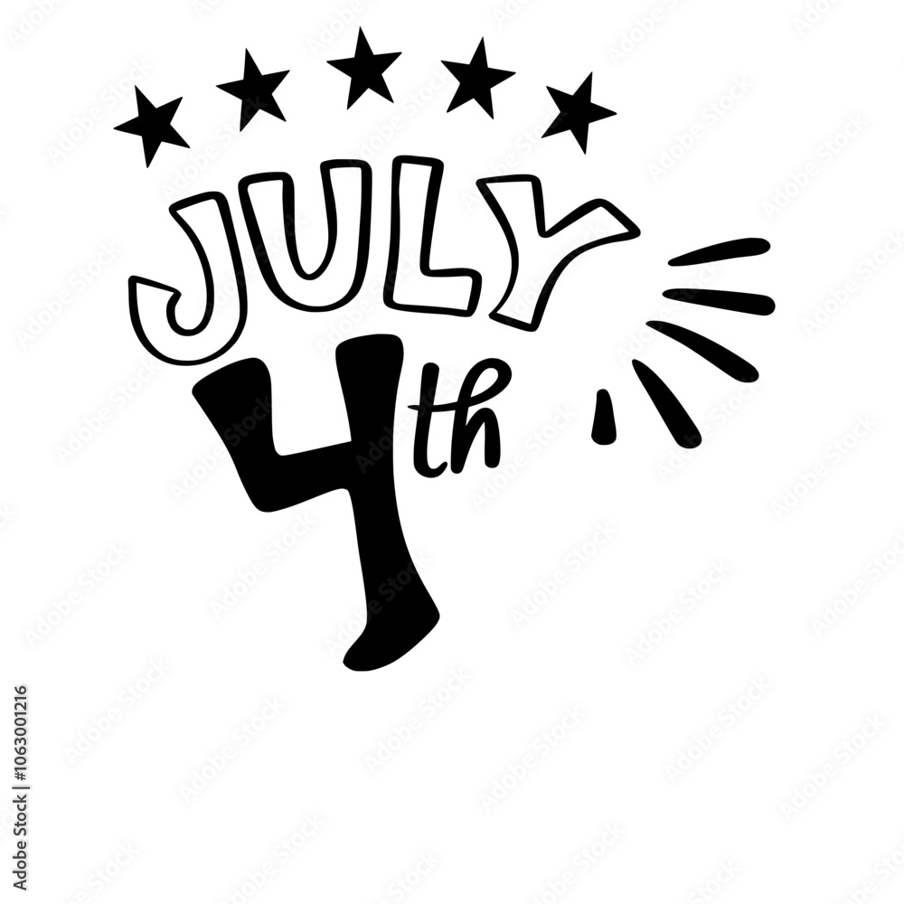 4th of July, Independence Day, Fourth of July, poster with USA flag doodle. 4th of July, Independence Day, Fourth of July, poster with USA flag doodle.