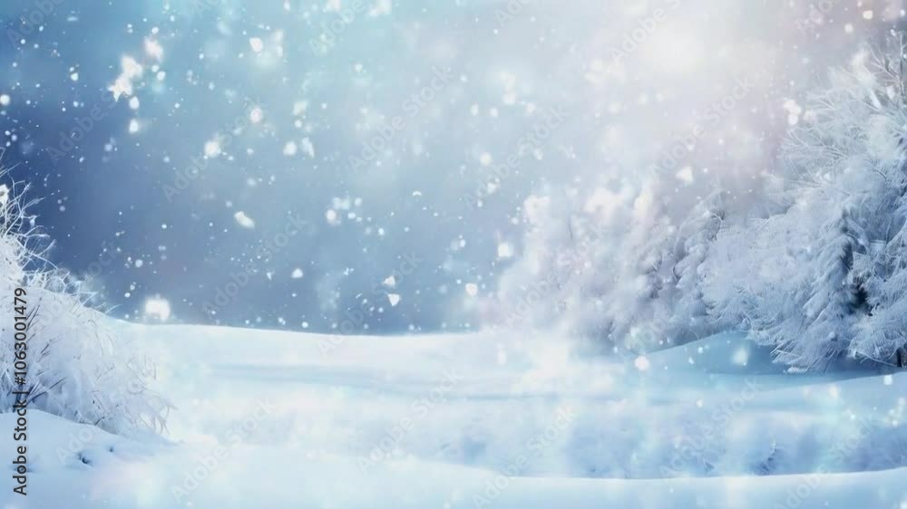 A serene winter landscape with falling snowflakes and a softly lit background. A serene winter landscape with falling snowflakes and a softly lit background.