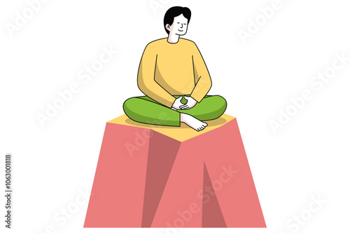 Men Mediatates Illustration