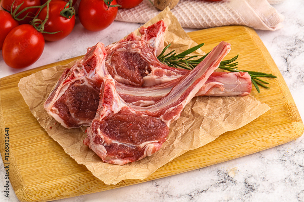 Fototapeta premium Raw Rack of Lamb for cooking