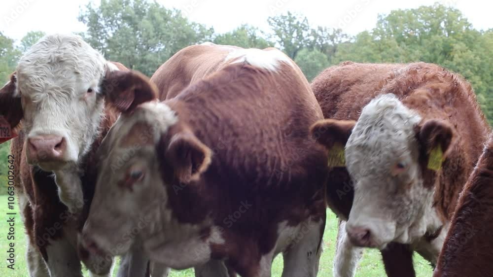 Cows are grazing in a pasture near a farm. Cows are grazing in a pasture near a farm.