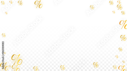 Luxury Vector Gold Percentage Sign Confetti on Transparent. Percent Sale Background. Business, Economics Print. Discount Illustration. Promotion Poster. Black Friday Banner. Special offer Template.