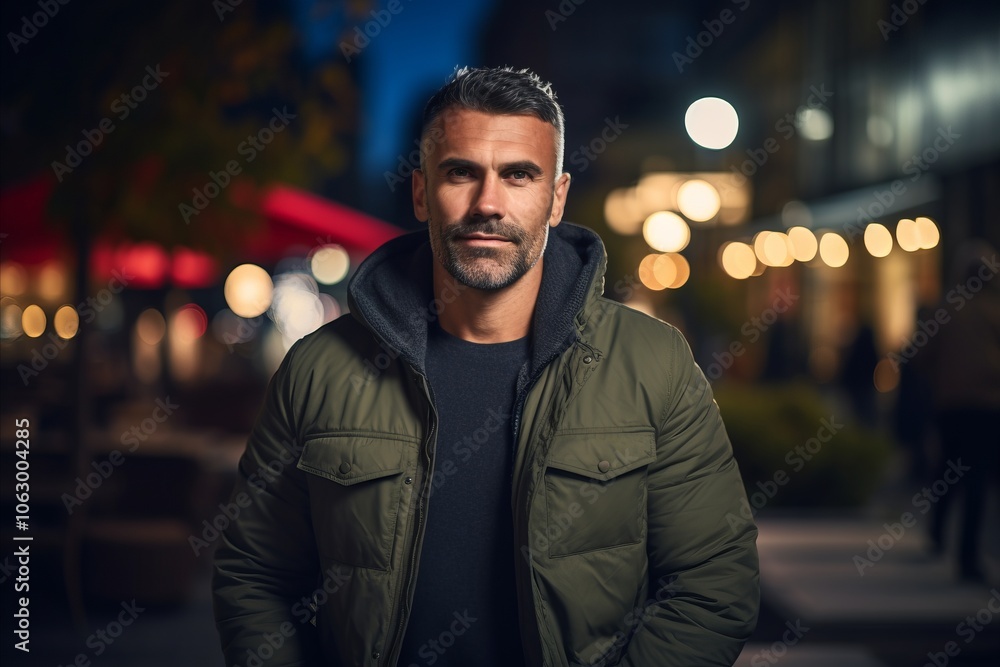 Portrait of a handsome man in a city at night. Men's beauty, fashion. Portrait of a handsome man in a city at night. Men's beauty, fashion.