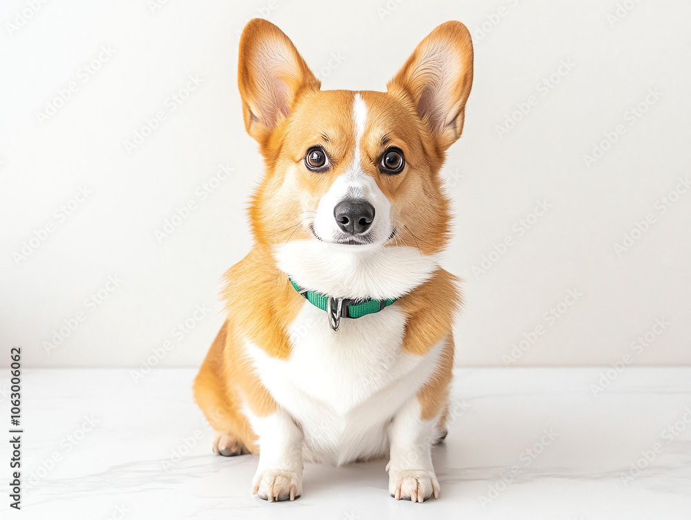 Corgi dog sitting on white background, showcasing its fluffy coat and expressive eyes. This adorable pet exudes charm and playfulness, perfect for any dog lover Corgi dog sitting on white background, showcasing its fluffy coat and expressive eyes. This adorable pet exudes charm and playfulness, perfect for any dog lover