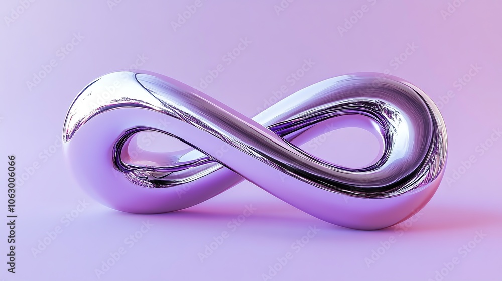 A shiny, chrome infinity symbol. A shiny, chrome infinity symbol.