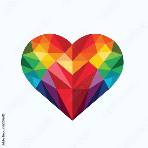 polygon colorful heart vector