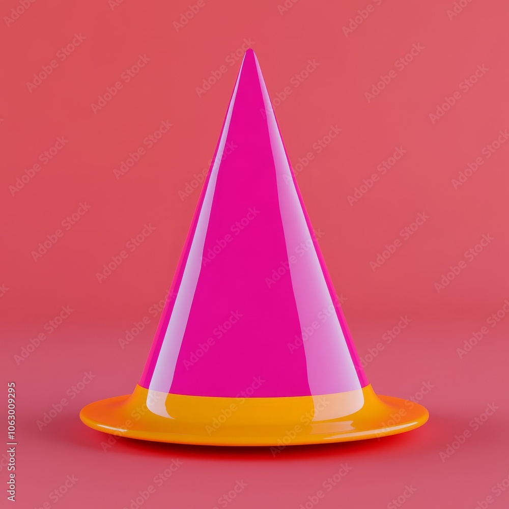 A colorful party hat in vibrant pink and orange against a solid background. A colorful party hat in vibrant pink and orange against a solid background.