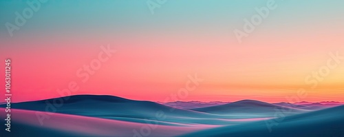 Serene abstract landscape with soft waves and colorful sunset hues.