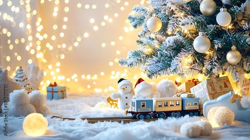 Christmas Train Toy Under Tree