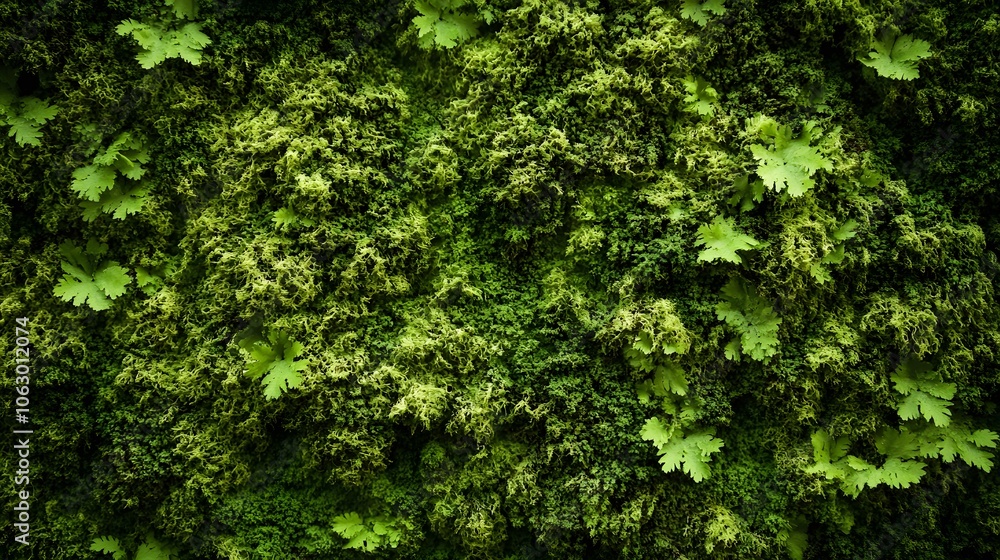 Lush Green Moss and Fern Covering a Wall Lush Green Moss and Fern Covering a Wall