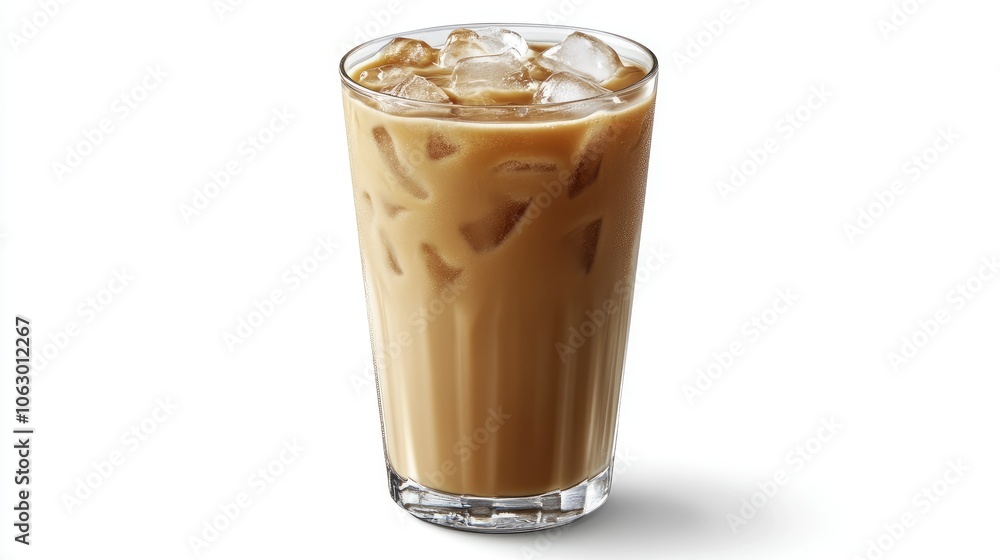 Iced Coffee in Glass with Ice Cubes Iced Coffee in Glass with Ice Cubes