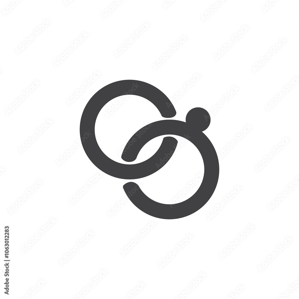 A pair of interlocked rings vector icon A pair of interlocked rings vector icon