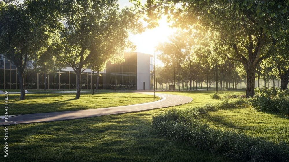Obraz premium A running track in the green nature of the city, a running track for athletes and athletics