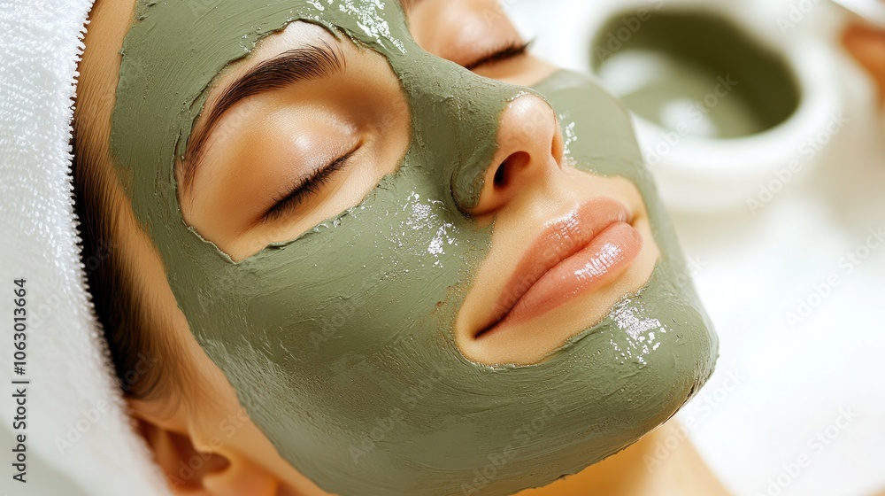 Relaxing Facial Treatment with Green Mask Relaxing Facial Treatment with Green Mask
