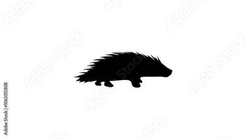 porcupine sign, black isolated silhouette