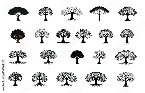 tree silhouettes set illustration.