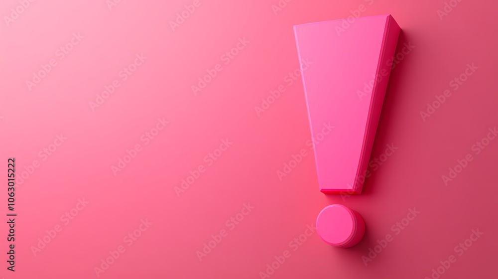 A pink exclamation point on a pink background. A pink exclamation point on a pink background.