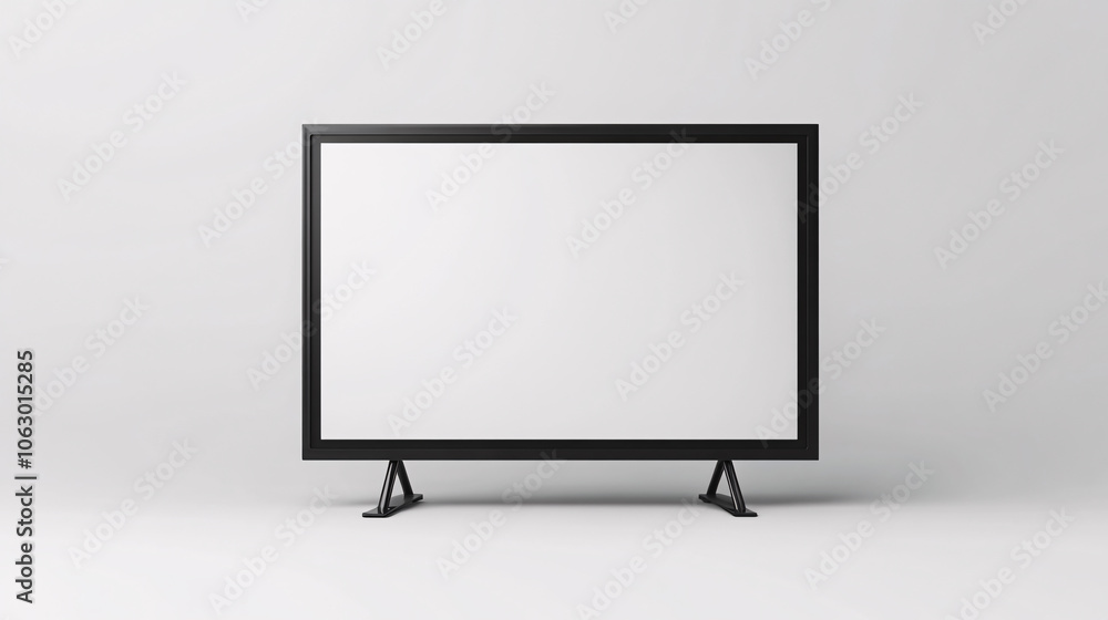 An isolated jumbotron positioned against a white backdrop, shown in a frontal, straight-on view. The display is black, with a thin, modern bezel around the edges. The background is plain and An isolated jumbotron positioned against a white backdrop, shown in a frontal, straight-on view. The display is black, with a thin, modern bezel around the edges. The background is plain and