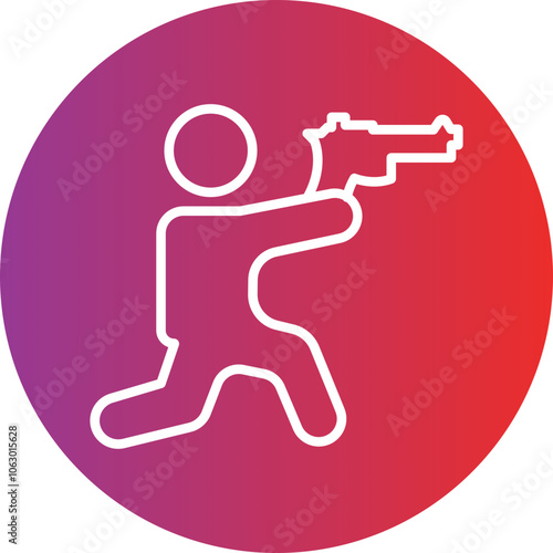 Shooting in sitting position icon style