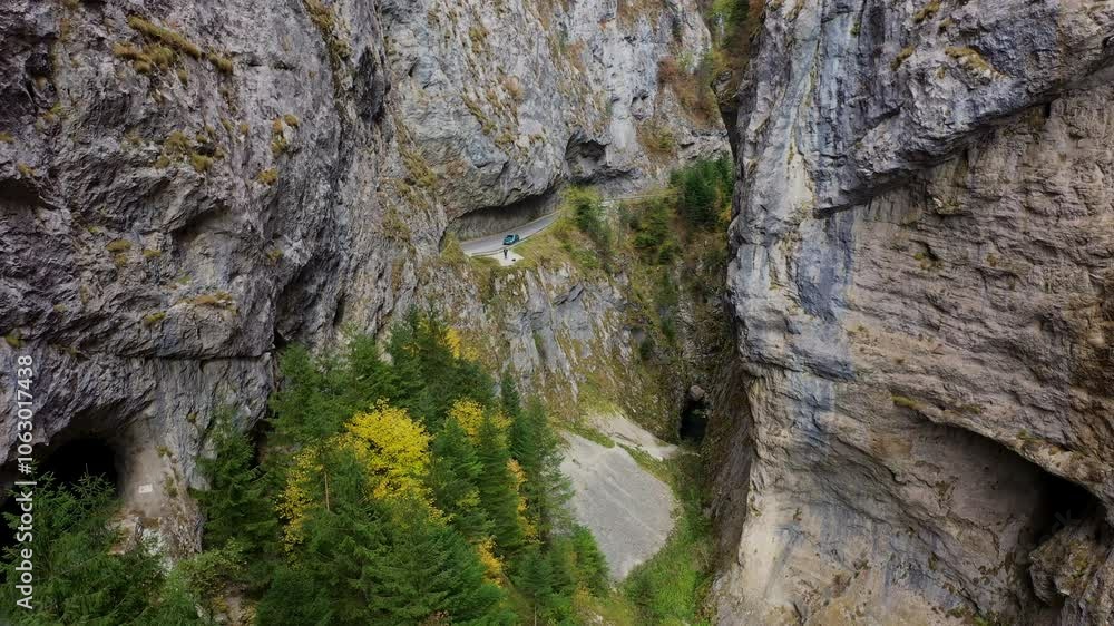 Trigrad gorge of a vertical marble rocks in the Rhodope mountains at autumn Trigrad gorge of a vertical marble rocks in the Rhodope mountains at autumn