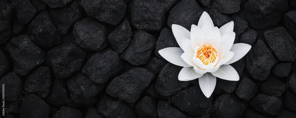 Obraz premium A lotus flower blooming in the darkness, symbolizing the growth and transformation of mental health through support