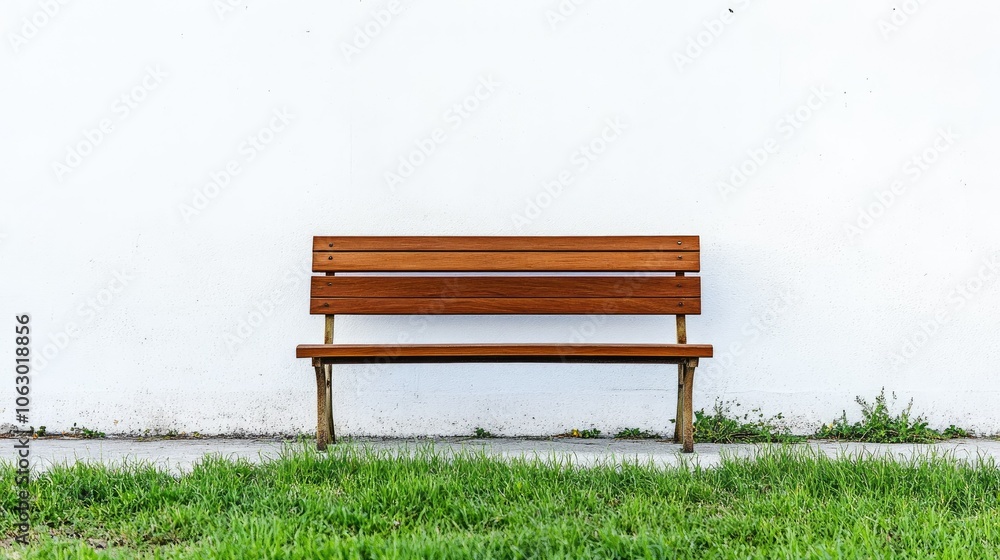 Wooden Bench Against Plain Wall Wooden Bench Against Plain Wall