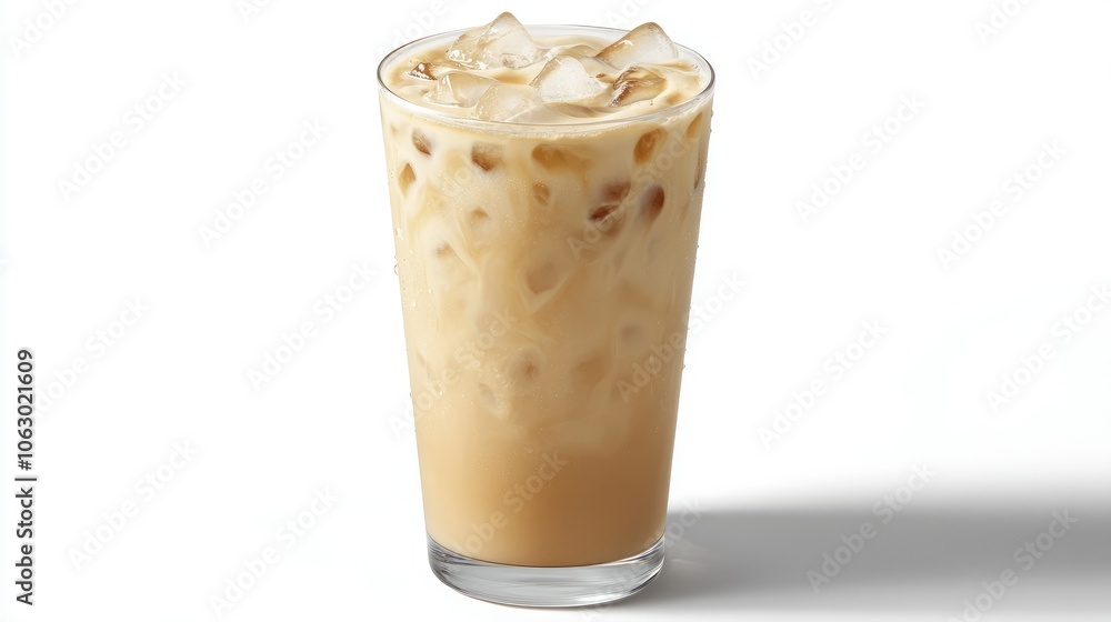 Refreshing Iced Coffee in a Glass with Ice Cubes Refreshing Iced Coffee in a Glass with Ice Cubes