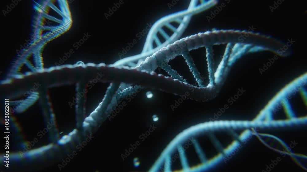 Rotating DNA disintegrates into particles and vanishes. Rotating DNA disintegrates into particles and vanishes.