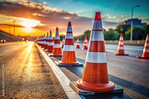 Realistic AI image: Construction site safety cones.