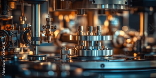 Close-up of industrial machinery with metal parts.