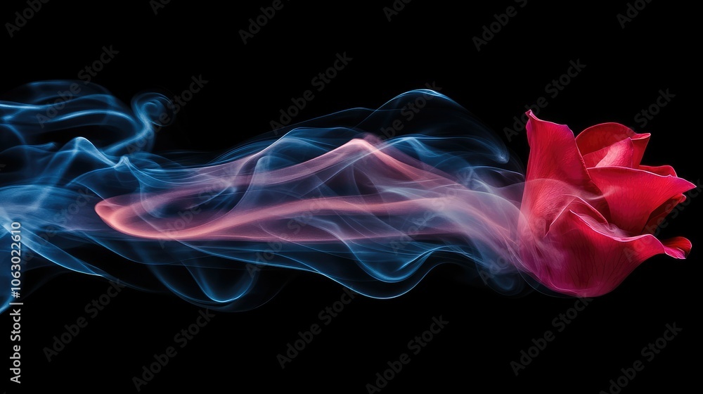 Elegant Rose with Colorful Smoke Trails Elegant Rose with Colorful Smoke Trails