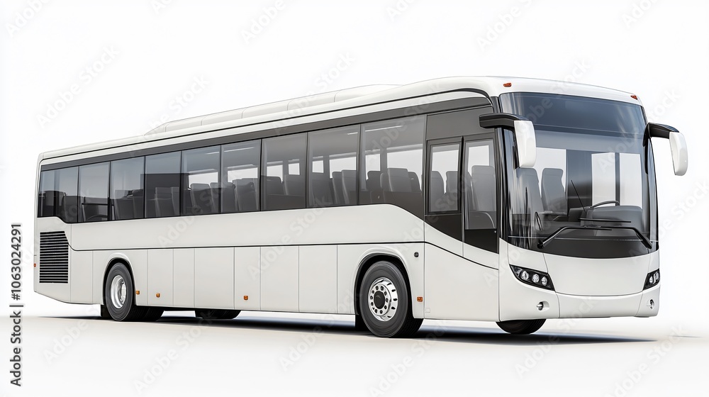 Modern White Passenger Bus Isolated on White Background Modern White Passenger Bus Isolated on White Background