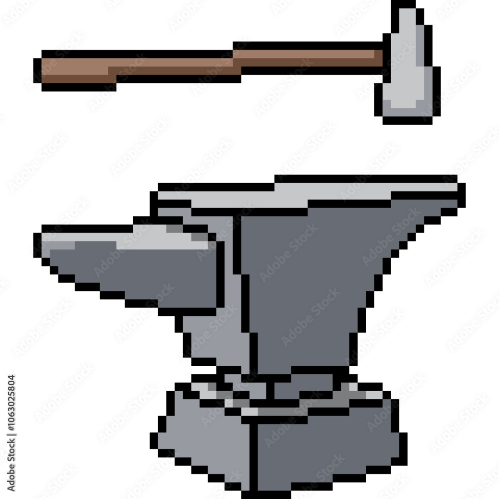 pixel art of iron anvil hammer pixel art of iron anvil hammer