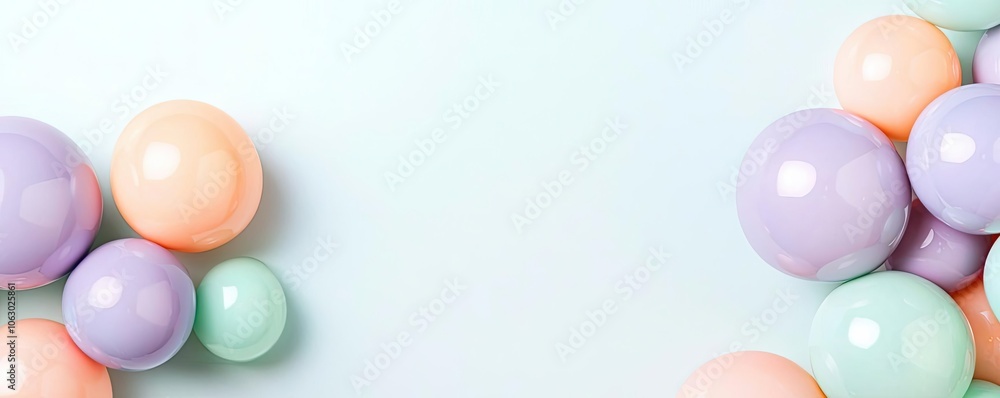 Colorful pastel balls arranged on a light background, perfect for design projects. Colorful pastel balls arranged on a light background, perfect for design projects.