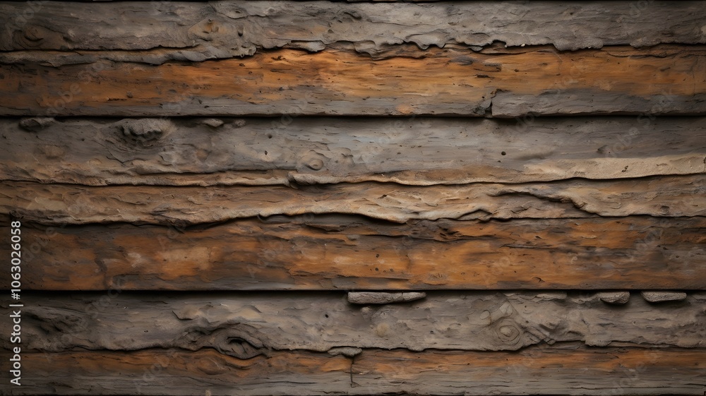 Close-up of a rustic wooden plank wall natural texture & earthy tones, organic old aged rough wood surface background design Close-up of a rustic wooden plank wall natural texture & earthy tones, organic old aged rough wood surface background design