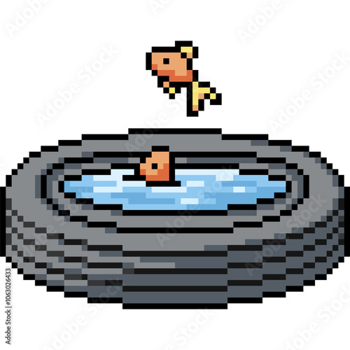 pixel art of fishbowl tire pool