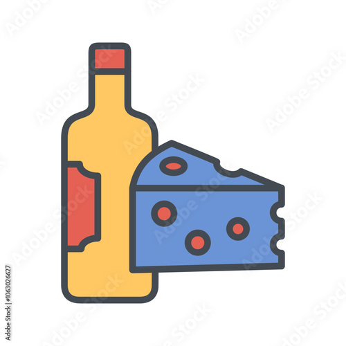 Wine and Cheese Vector Icon