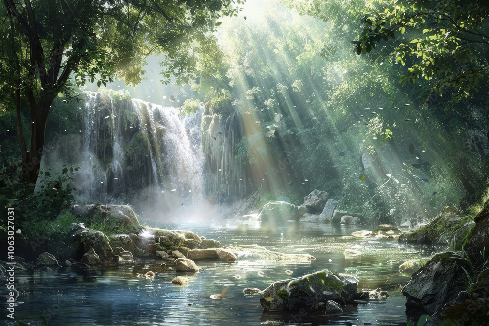 Ethereal Forest Waterfall, A Fairytale Come to Life Ethereal Forest Waterfall, A Fairytale Come to Life