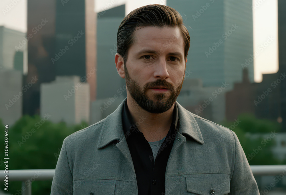 man standing in front of the city in the afternoon man standing in front of the city in the afternoon