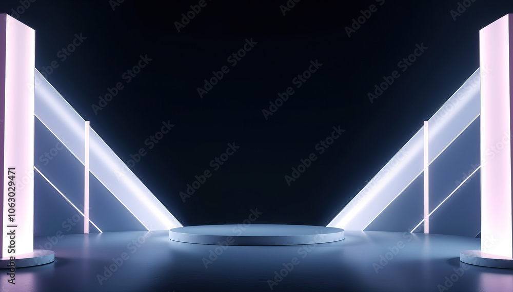 Obraz premium empty modern stage with spotlights luxury event presentation backdrop
